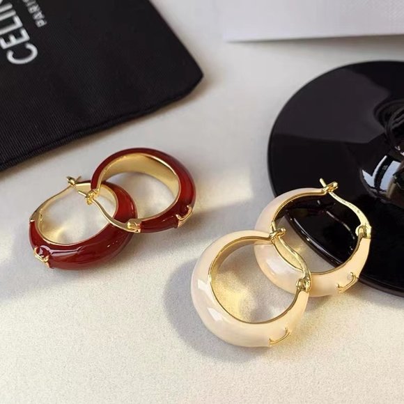 Arc de Triomphe red drop glaze earrings - Picture 3 of 4